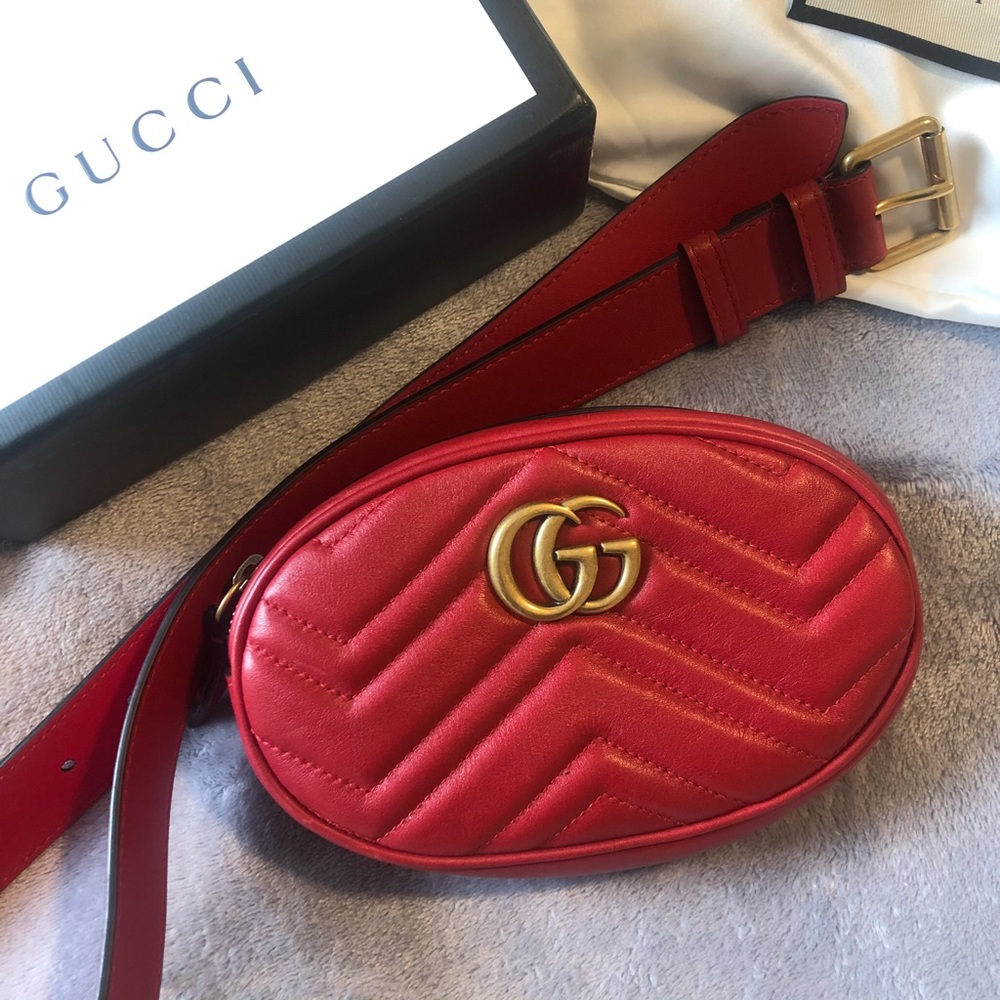 Authentic Gucci Marmont Matelassé Belt Bag